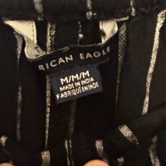 American Eagle Palazzo Pants Striped Drawstring Pull On Pockets M - Picture 8 of 14